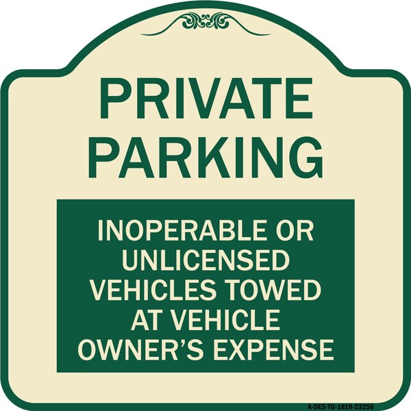 Private Parking Inoperable or Unlicensed Vehicles Towed at Vehicle Owners Expense, TG-1818-23256